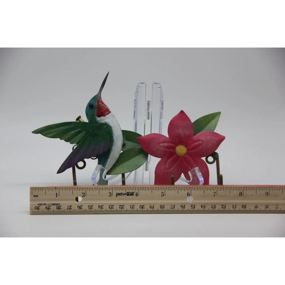 Hummingbird Flower Wall Mounted Key Holder Hooks 7.5